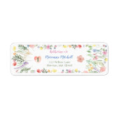 Floral Alphabet Verjaardag Retouradres Label (Voorkant)