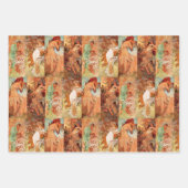  Floral Alphonse Mucha Art Nouveau Brown Inpakpapier Vel (Voorkant)