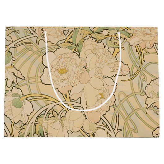  Floral Alphonse Mucha Peonies GalleryHD Large Cadeautasje (Voorkant)