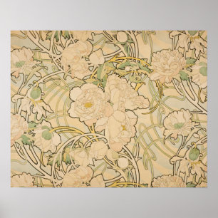  Floral Alphonse Mucha Peonies GalleryHD Poster