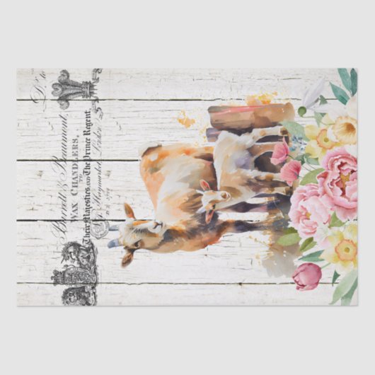 Floral Alpiene Geiten uit Frankrijk Tissuepapier (Voorkant)