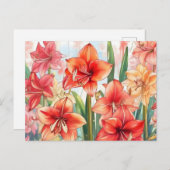 Floral Amaryllis Garden Briefkaart (Voorkant / Achterkant)