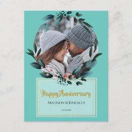 Floral Amazing Blauwgroen Jubileum Card Briefkaart