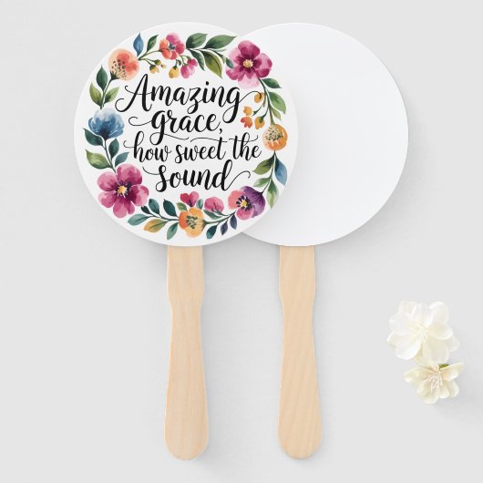 Floral Amazing Grace Handwaaier (Voorkant en achterkant)