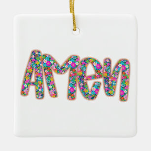 Floral Amen Keramisch Ornament