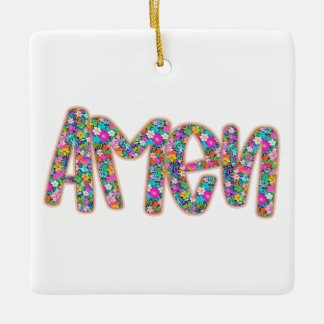 Floral Amen Keramisch Ornament