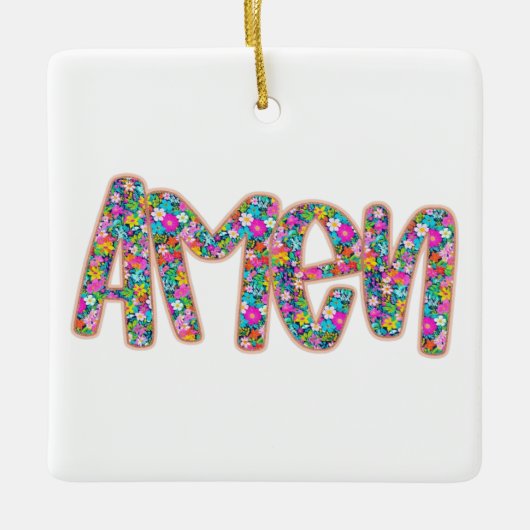 Floral Amen Keramisch Ornament (Voorkant)