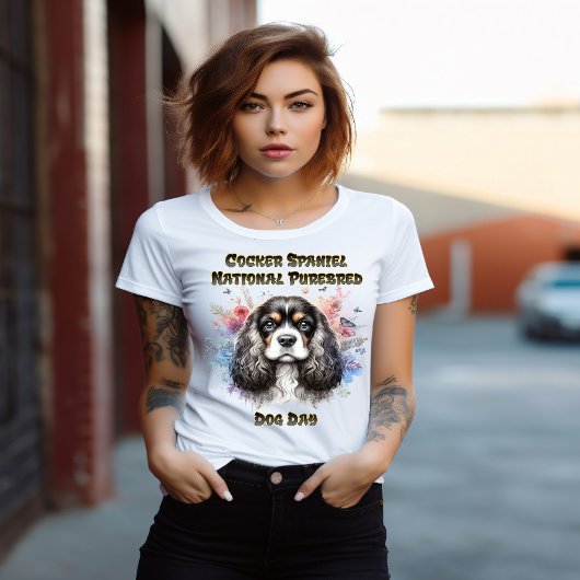 Floral American Cocker Spaniel T-shirt