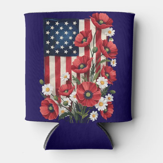 Floral American Flag Koelbox Blikjeskoeler (Voorkant)