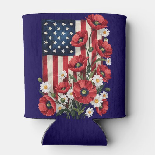 Floral American Flag Koelbox Blikjeskoeler (Achterkant)
