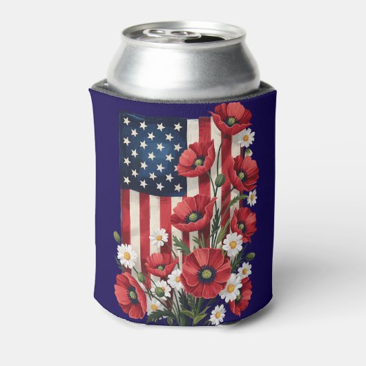 Floral American Flag Koelbox Blikjeskoeler (Blikje Achterkant)