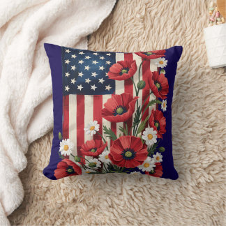 Floral American Flag Sierkussen