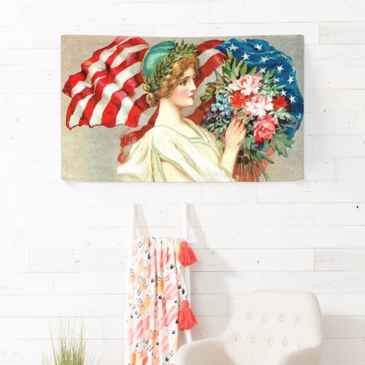 Floral-Amerikaanse vlag,  stijl Spandoek (Insitu)