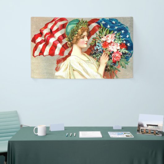 Floral-Amerikaanse vlag, stijl Spandoek (Beurs)