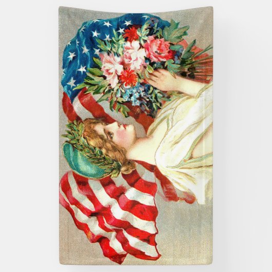 Floral-Amerikaanse vlag,  stijl Spandoek (Verticaal)