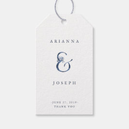 Floral Ampersand | Blauwe Waterverf bruiloft Cadeaulabel