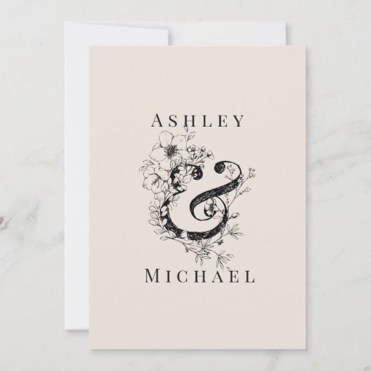 FLORAL AMPERSAND Blush Verlovingsfeest Kaart (Achterkant)