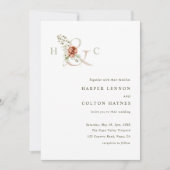 Floral Ampersand Elegant Waterverf Wedding Kaart (Voorkant)