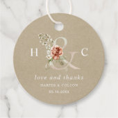 Floral Ampersand Elegant Wedding Bedankt Kraft Bedankjes Labels (Voorkant)