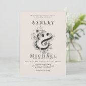 FLORAL AMPERSAND Hand getrokken Blush bruiloft Kaart (Staand voorkant)