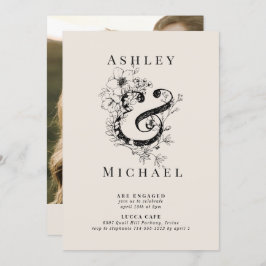 Floral Ampersand QR Code Blush Foto Verloving Kaart