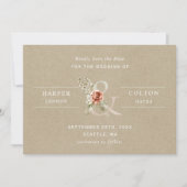 Floral Ampersand Rustic Kraft Wedding Foto Save The Date (Voorkant)