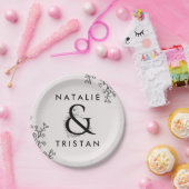 Floral Ampersand Wedding Cake Papieren Bordje (Feest)