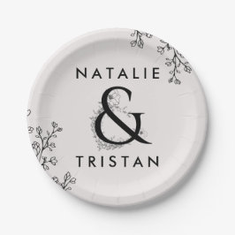 Floral Ampersand Wedding Cake Papieren Bordje