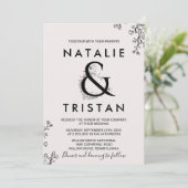 Floral Ampersand Wedding Kaart (Staand voorkant)