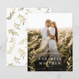 Floral Ampersand & Wreator in Gold Foil Full Photo Save The Date