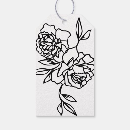 Floral Ampersand | Zwart-wit bruiloft Cadeaulabel (Achterkant)