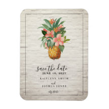 Floral ananas baksteen bruiloft Save the date