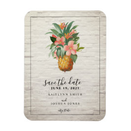 Floral ananas baksteen bruiloft Save the date Magneet