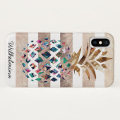Floral ananas monogram Case-Mate iPhone case (Achterkant (horizontaal))