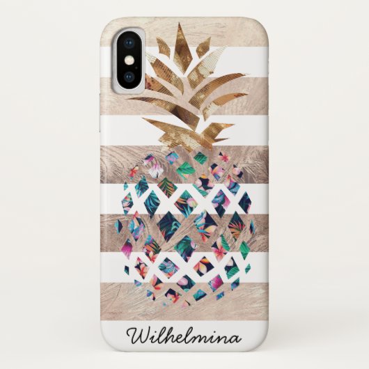 Floral ananas monogram Case-Mate iPhone case (Achterkant)