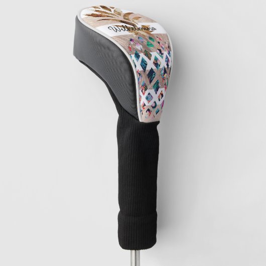 Floral ananas monogram golfheadcover (Schuin)