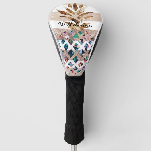 Floral ananas monogram golfheadcover (Voorkant)
