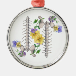 Floral Anatomy - Vertebrae, Hip Bone Metalen Ornament