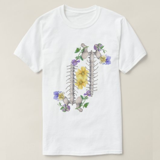 Floral Anatomy - Vertebrae, Hip Bone T-shirt (Design voorkant)