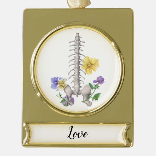 Floral Anatomy - Vertebrae, Hip Bone Verguld Banner Ornament (Voorkant)