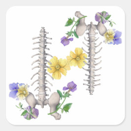 Floral Anatomy - Vertebrae, Hip Bone Vierkante Sticker