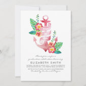 Floral Anchor - Beach Nautical Afstuderen Kaart (Voorkant)