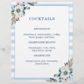 Floral Anchor Beach Wedding Cocktail Menu (Voorkant)