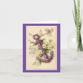 Floral Anchor Birthday Wenskaart Kaart