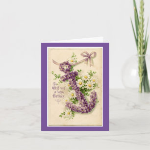 Floral Anchor Birthday Wenskaart Kaart