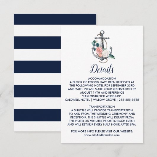 Floral Anchor | Kaart zomerweddenschap (Voorkant / Achterkant)