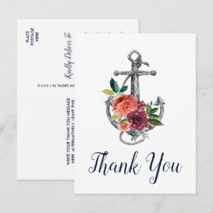 Floral Anchor Najaar Dank u wel Briefkaart
