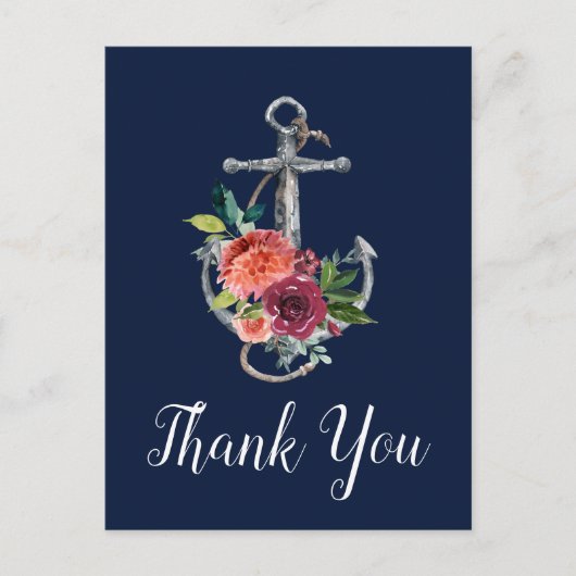 Floral Anchor | Najaar najaar van de marine Briefkaart (Voorkant)