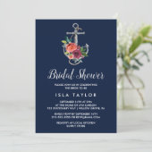 Floral Anchor | Najaar Vrijgezellenfeest Navy Kaart (Staand voorkant)