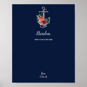 Floral Anchor   Nanajaarsstemmen van de marine Poster